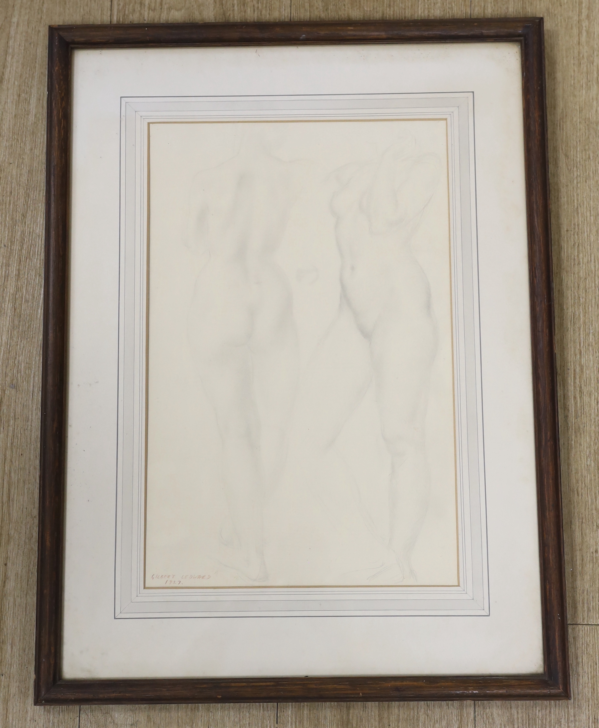 Gilbert Ledward (1888-1960), pencil on paper, Nude study for the Great Ormond Street bronze figures, signed and dated 1927, 44 x 29cm